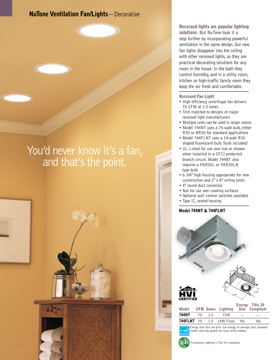 You’d never know it’s a fan, and that’s the point, Nutone ventilation fan/lights —decorative | NuTone QTXEN User Manual | Page 24 / 36