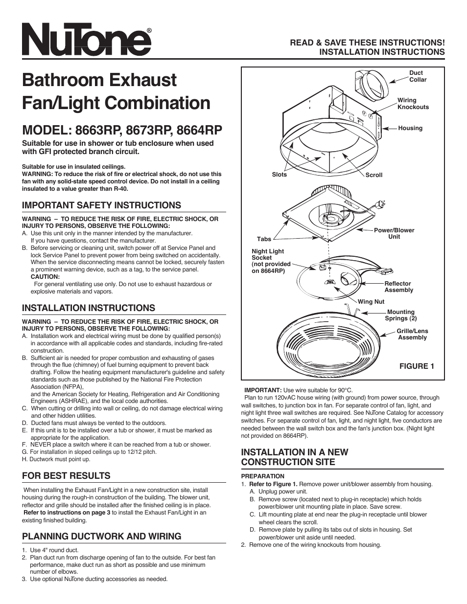 NuTone 8673RP User Manual | 12 pages