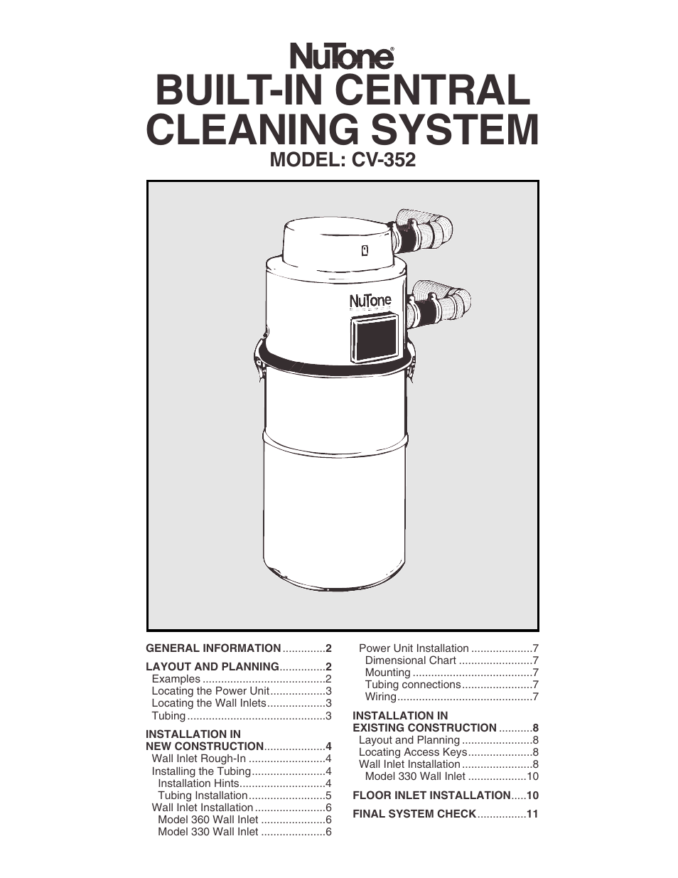 NuTone CV352 User Manual | 12 pages