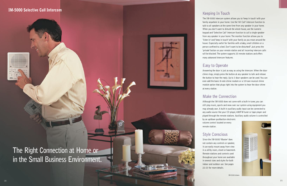 Keeping in touch, Easy to operate, Make the connection | Style conscious | NuTone IAA-440 User Manual | Page 11 / 19