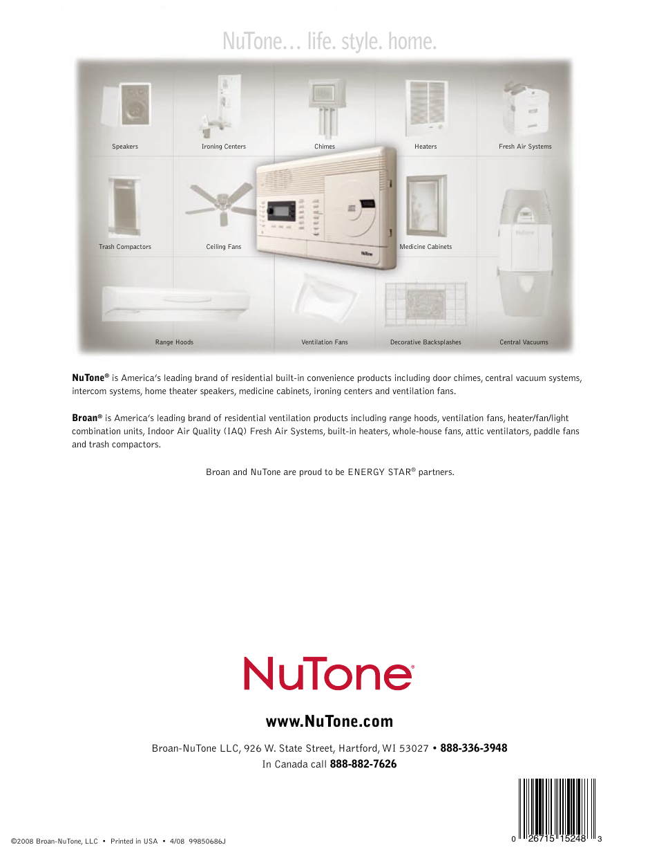 Nutone… life. style. home | NuTone IAA-440 User Manual | Page 19 / 19