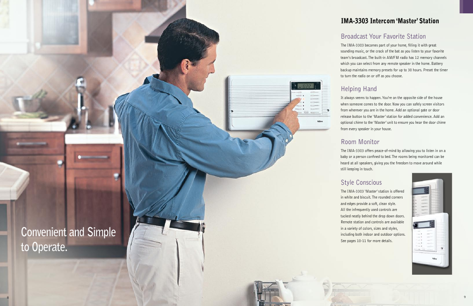 Convenient and simple to operate, Broadcast your favorite station, Helping hand | Room monitor, Style conscious | NuTone IAA-440 User Manual | Page 5 / 19