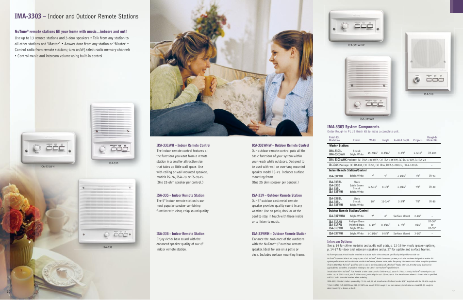 Ima-3303 – indoor and outdoor remote stations, Nutone, Ima-3303 system components | NuTone IAA-440 User Manual | Page 6 / 19