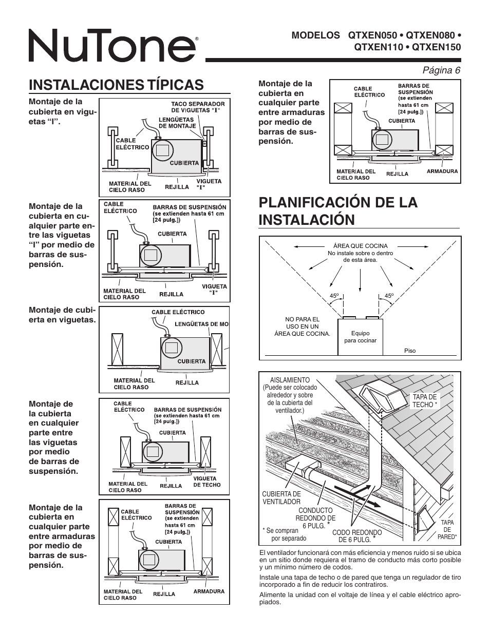 NuTone QTXEN150 User Manual | Page 6 / 8