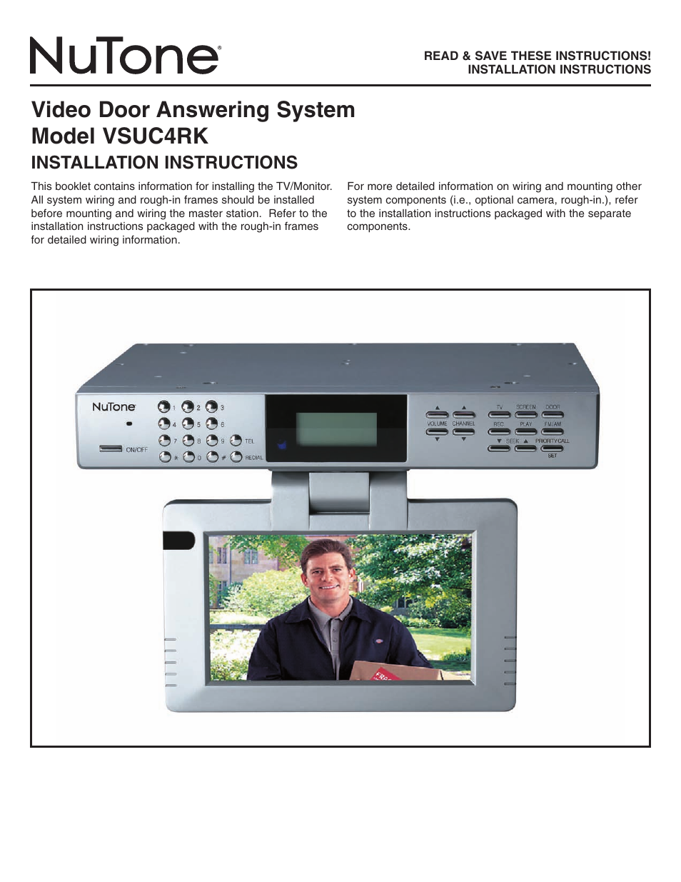 NuTone Video Door Answering System VSUC4RK User Manual | 20 pages
