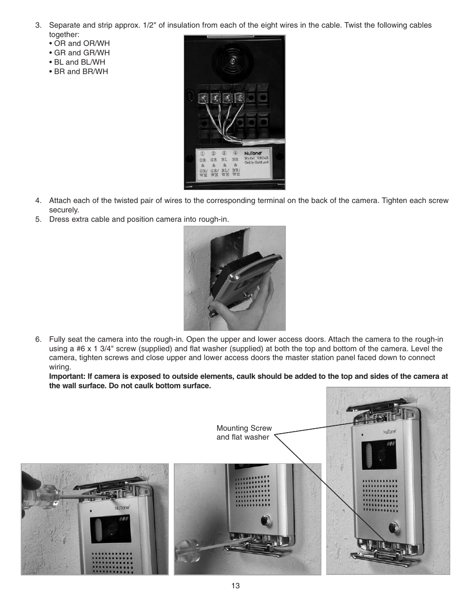 NuTone Video Door Answering System VSUC4RK User Manual | Page 13 / 20