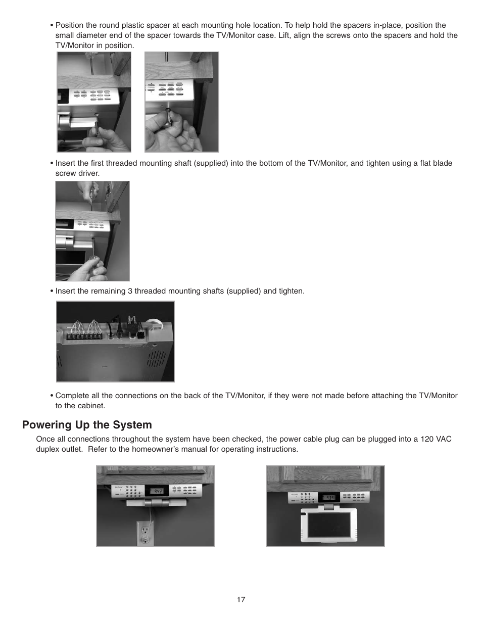 Powering up the system | NuTone Video Door Answering System VSUC4RK User Manual | Page 17 / 20