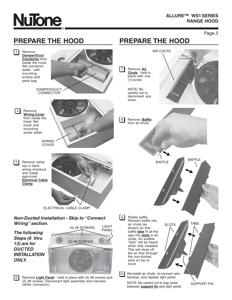 Prepare the hood | NuTone WS1 User Manual | Page 3 / 12