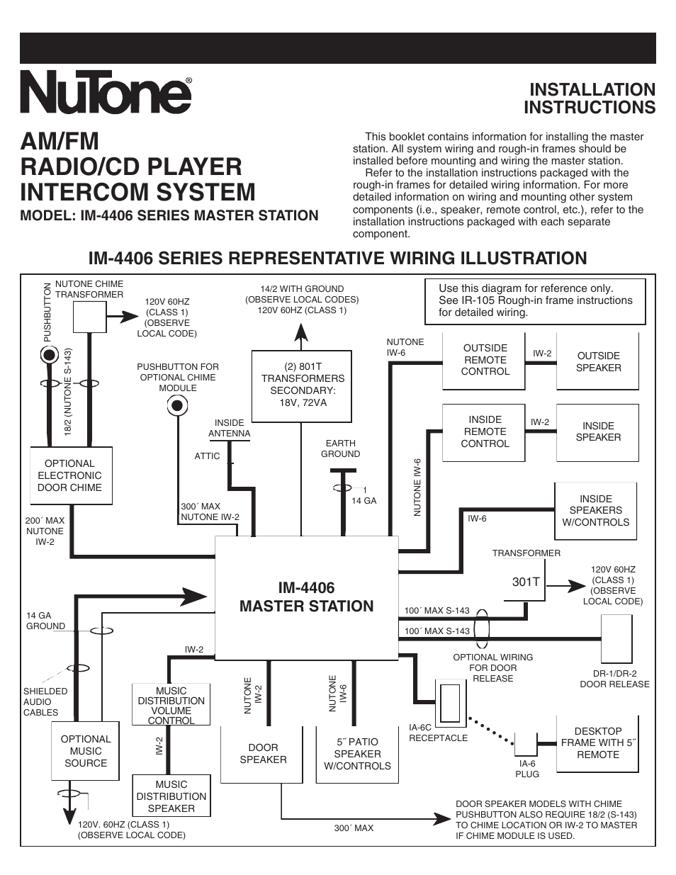 NuTone IM-440 Series User Manual | 20 pages