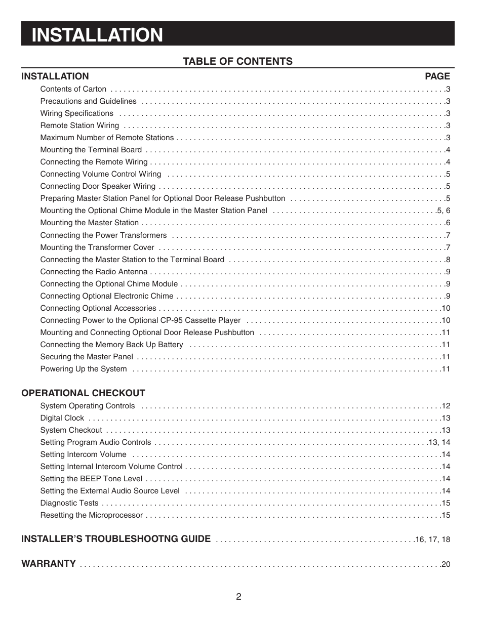 NuTone IM-440 Series User Manual | Page 2 / 20