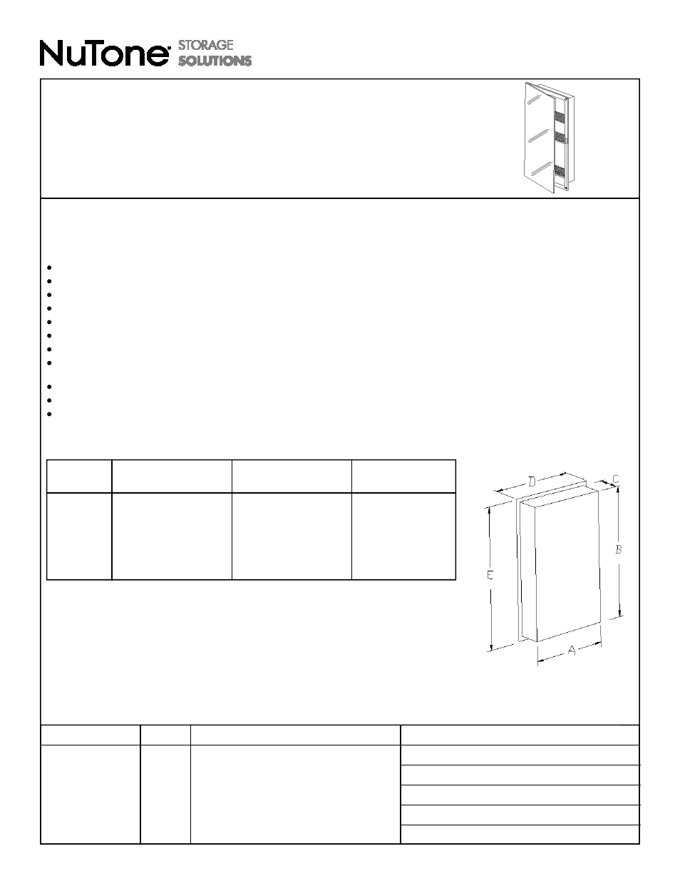 NuTone Flush Mount Medicine Cabinets 869 / 870 User Manual | 1 page