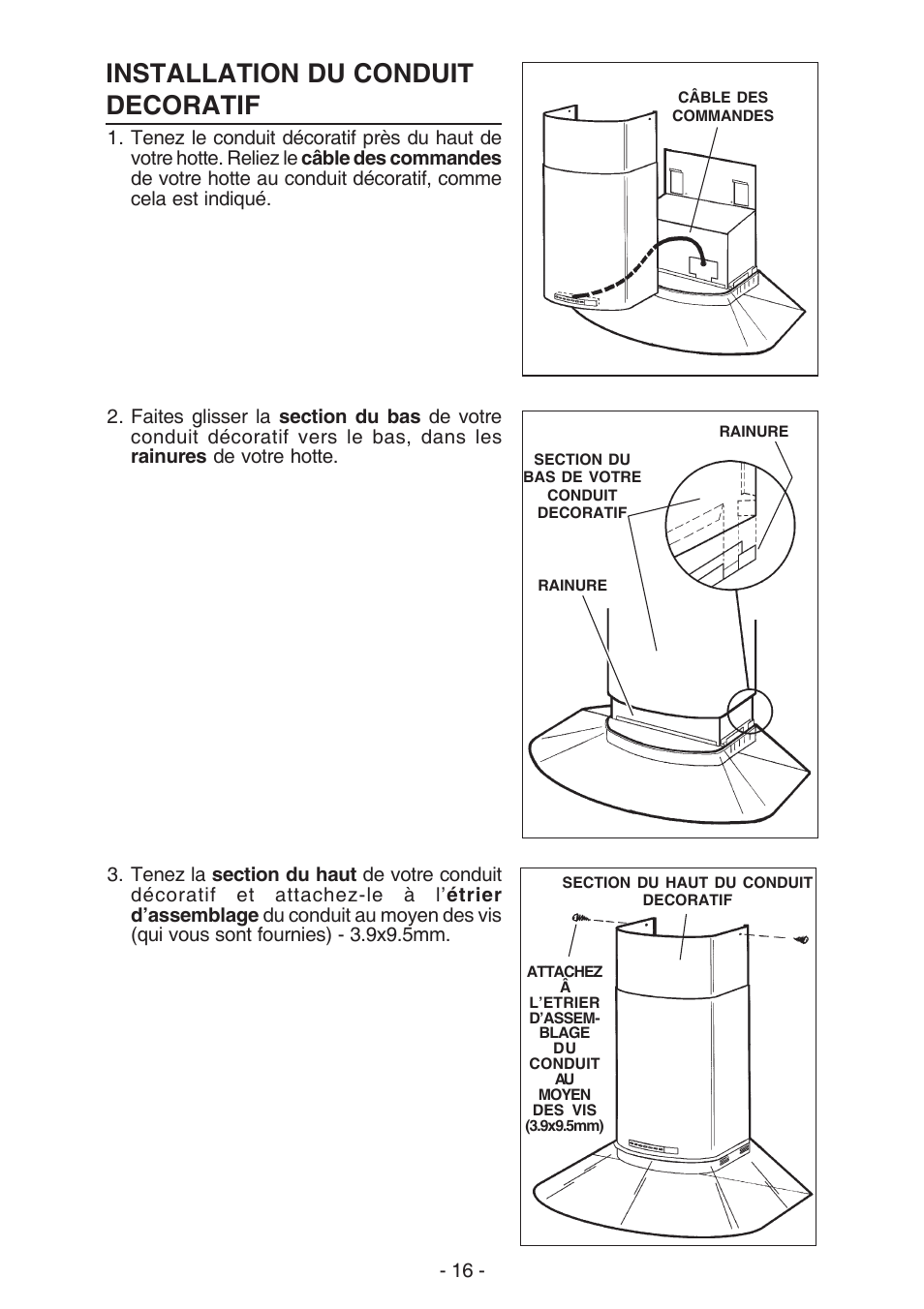 Installation du conduit decoratif | NuTone NP629004 User Manual | Page 16 / 32