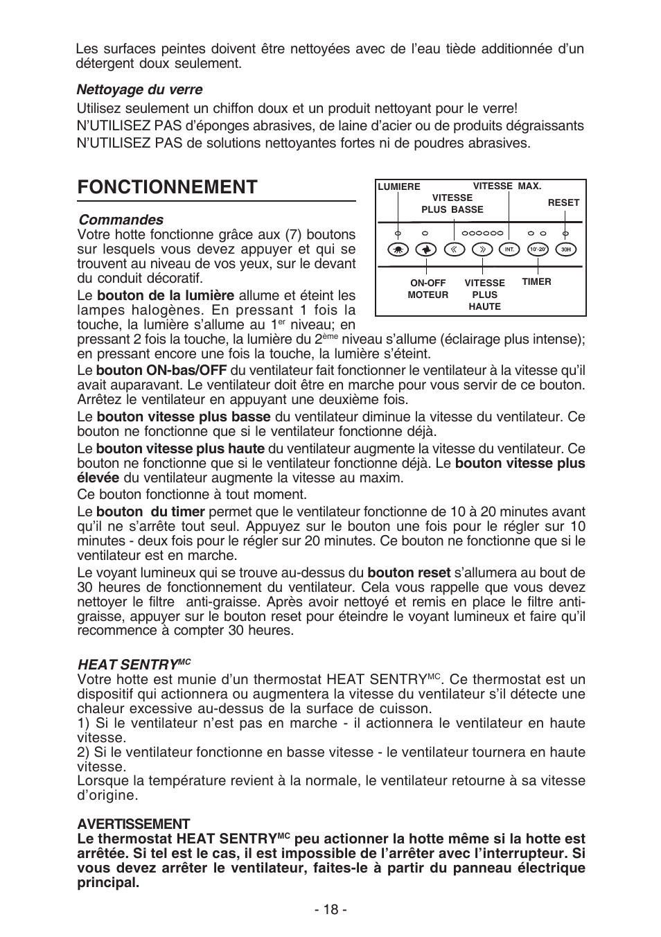 Fonctionnement | NuTone NP629004 User Manual | Page 18 / 32