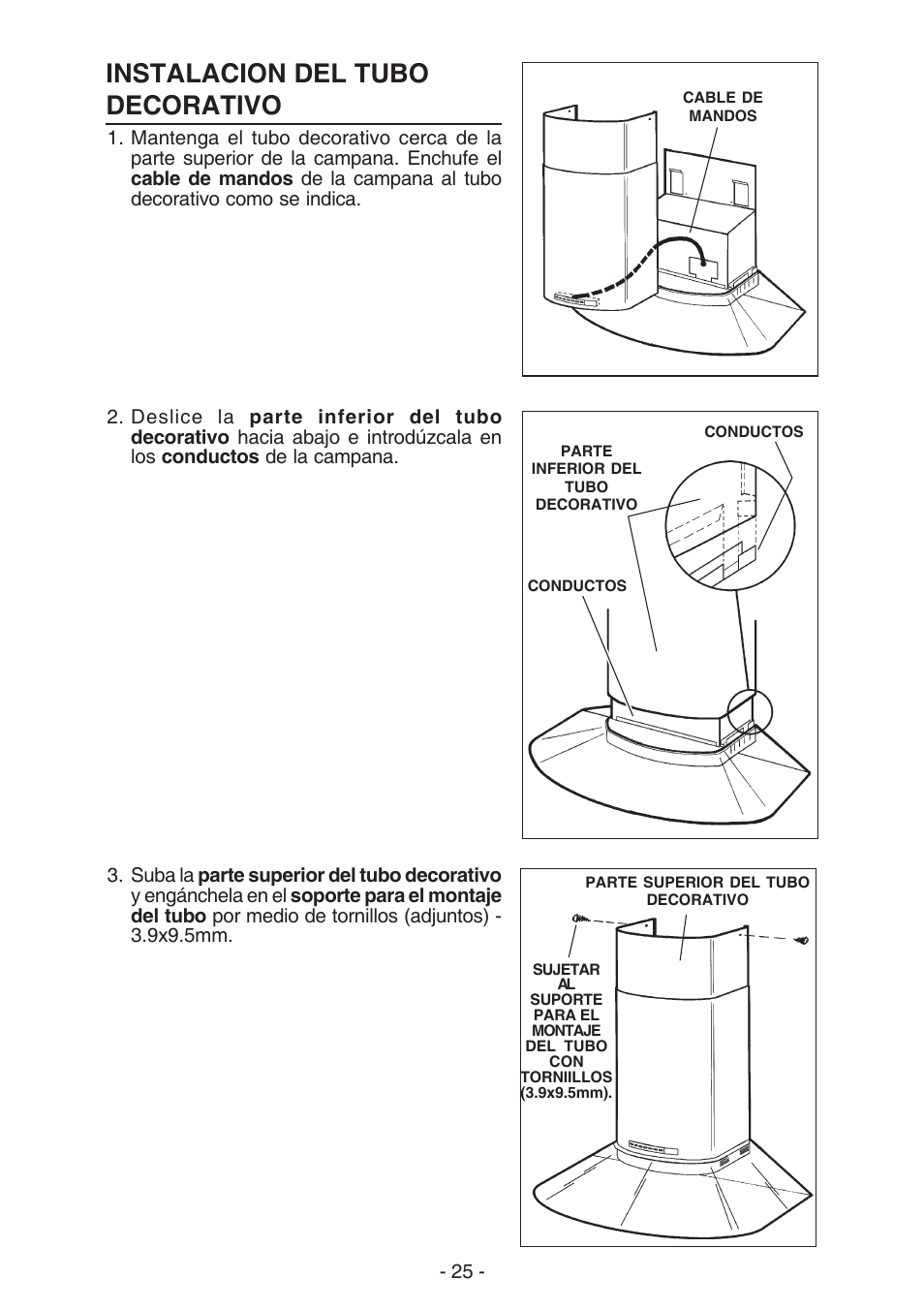 Instalacion del tubo decorativo | NuTone NP629004 User Manual | Page 25 / 32