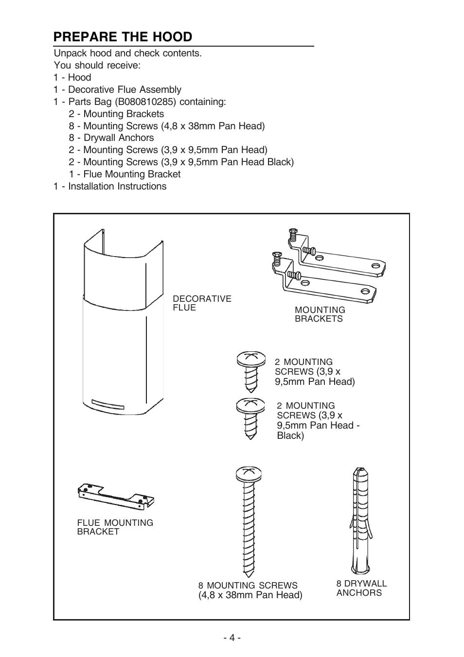 Prepare the hood | NuTone NP629004 User Manual | Page 4 / 32