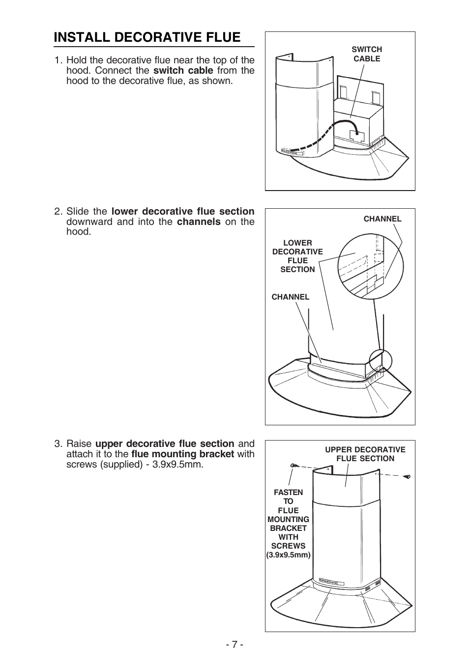 Install decorative flue | NuTone NP629004 User Manual | Page 7 / 32