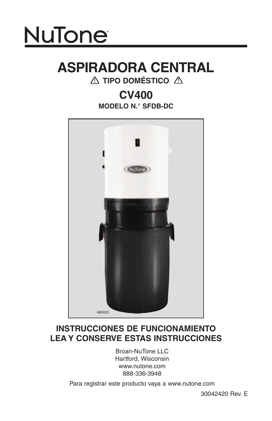 Aspiradora central, Cv400 | NuTone SFDB-DC User Manual | Page 11 / 20