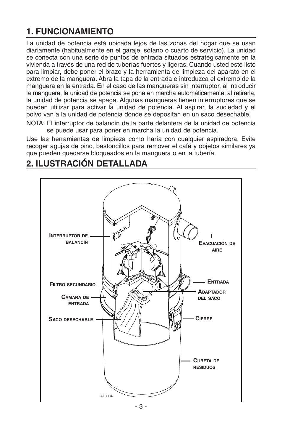 Funcionamiento, Ilustración detallada | NuTone SFDB-DC User Manual | Page 13 / 20