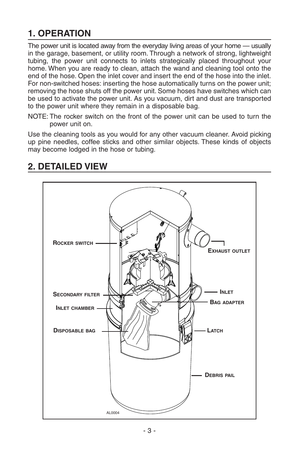 Operation, Detailed view | NuTone SFDB-DC User Manual | Page 3 / 20
