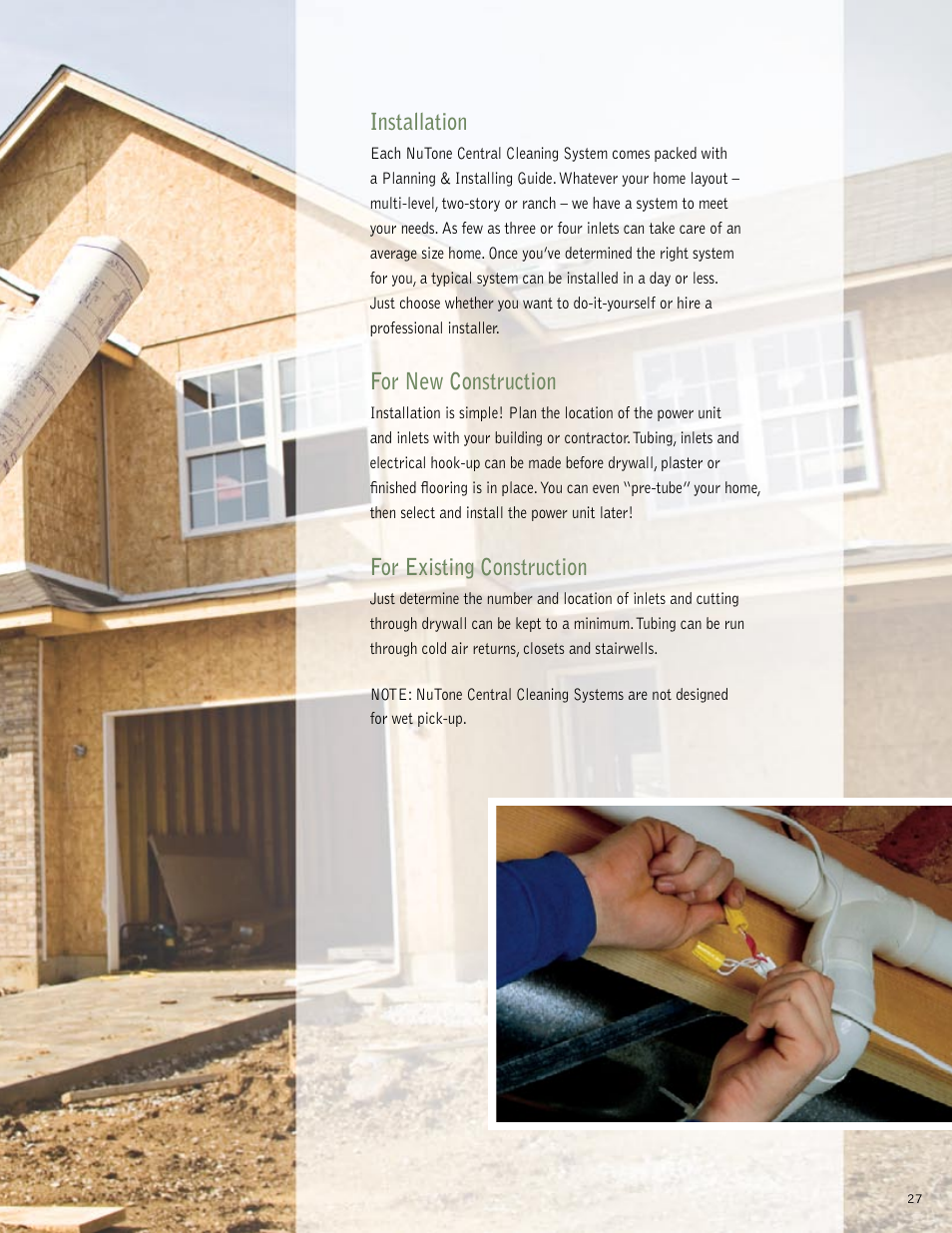 Installation, For new construction, For existing construction | NuTone VX550 User Manual | Page 27 / 32