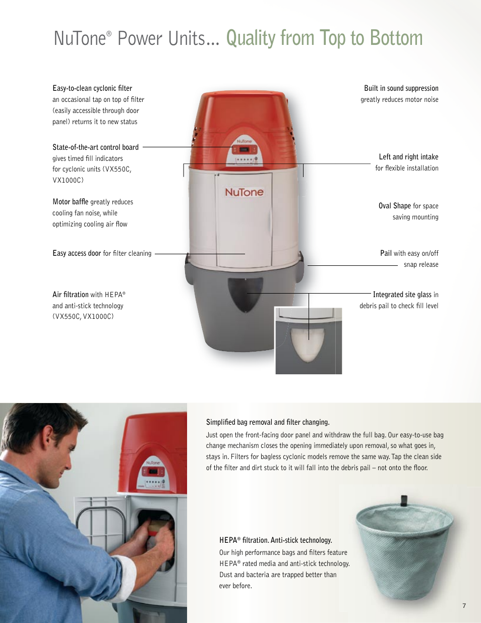 Nutone, Power units… quality from top to bottom | NuTone VX550 User Manual | Page 7 / 32