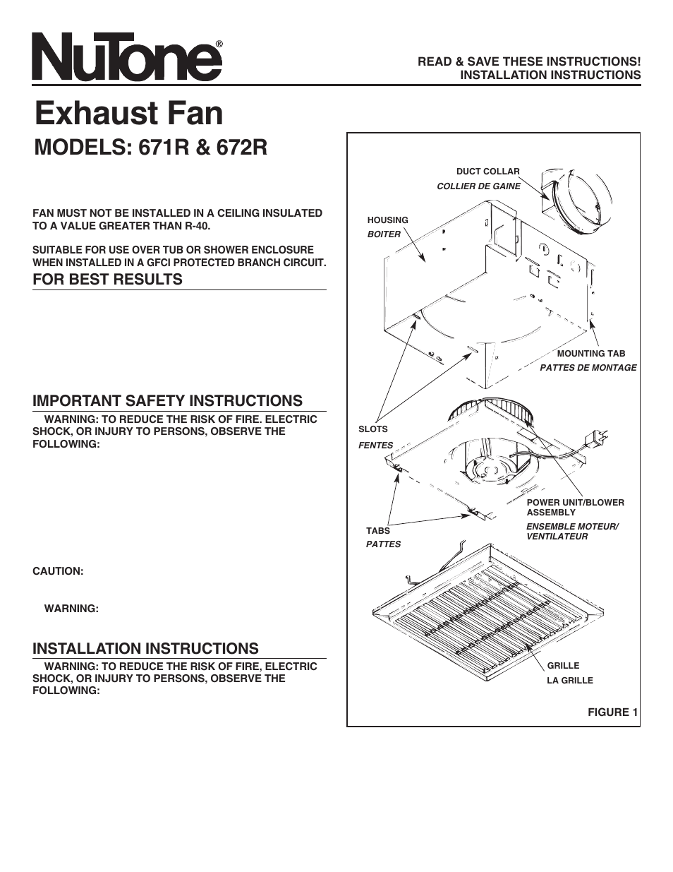NuTone 672R User Manual | 6 pages
