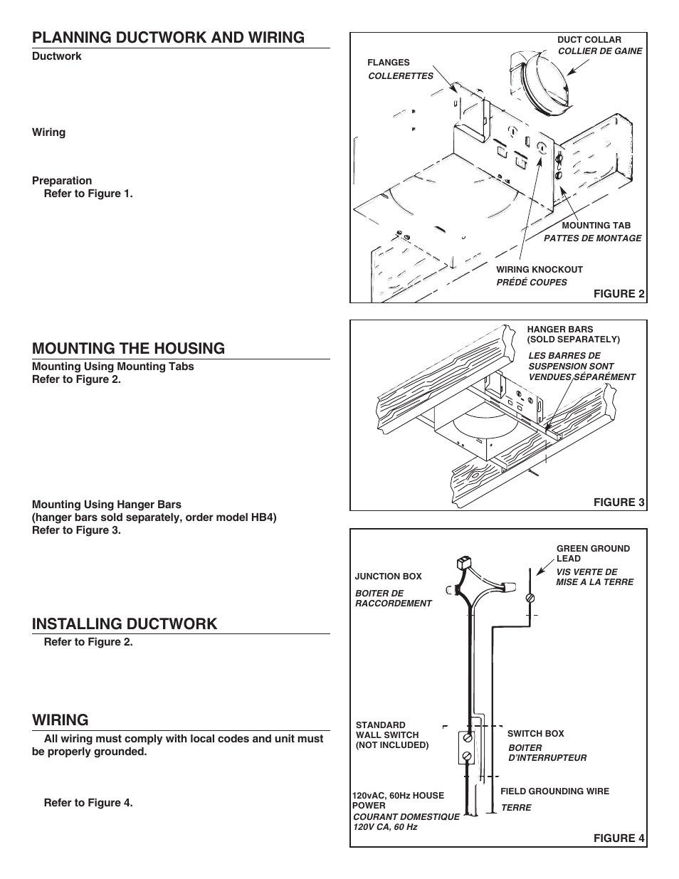 Planning ductwork and wiring, Mounting the housing, Installing ductwork | Wiring | NuTone 672R User Manual | Page 2 / 6