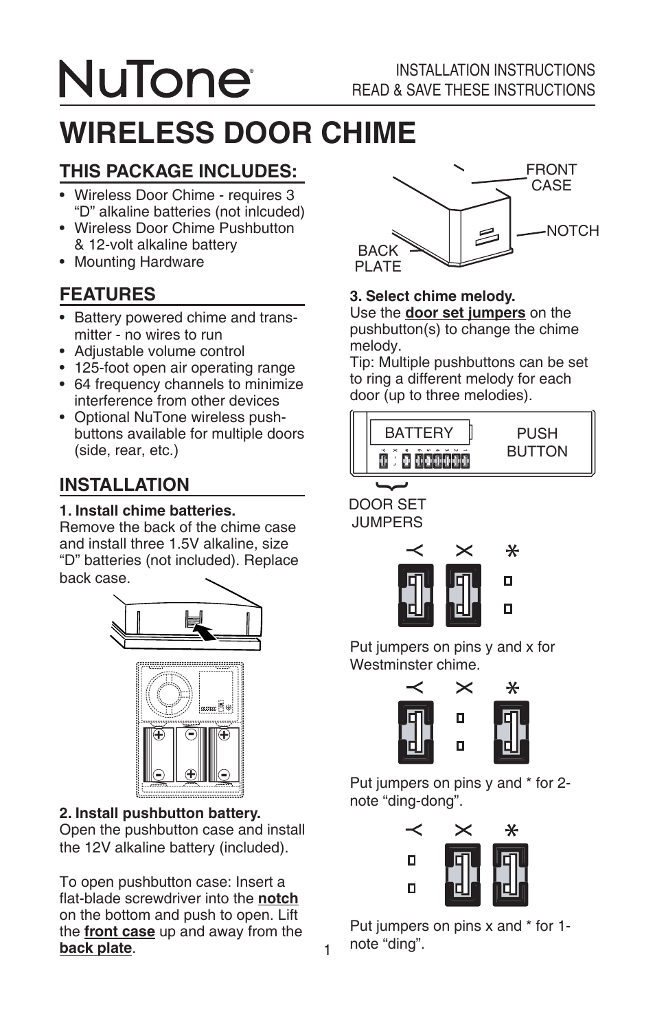 NuTone LA522WH User Manual | 12 pages