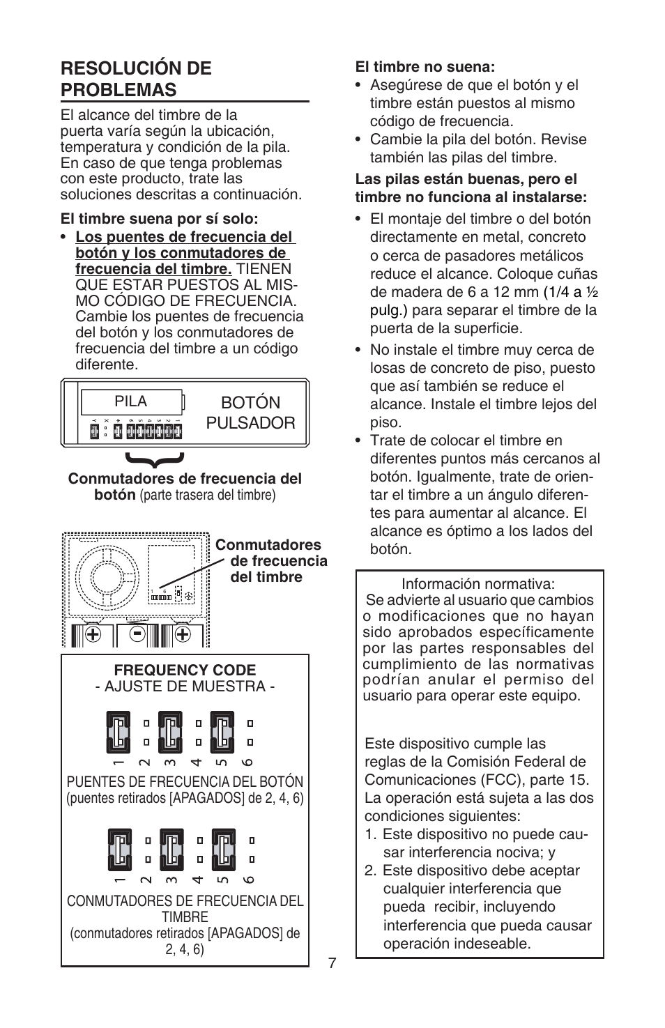 Resolución de problemas | NuTone LA522WH User Manual | Page 7 / 12