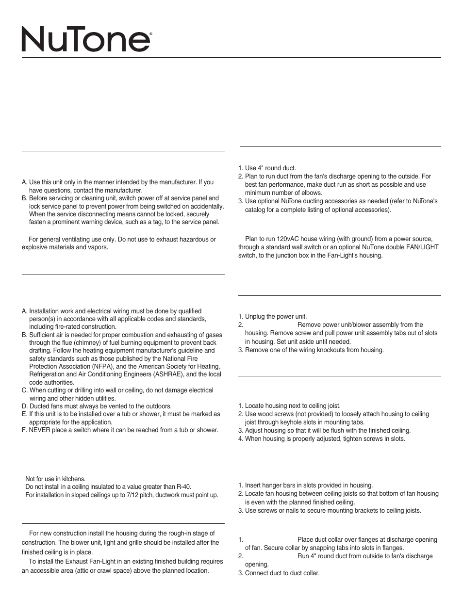 NuTone 769RL User Manual | 8 pages
