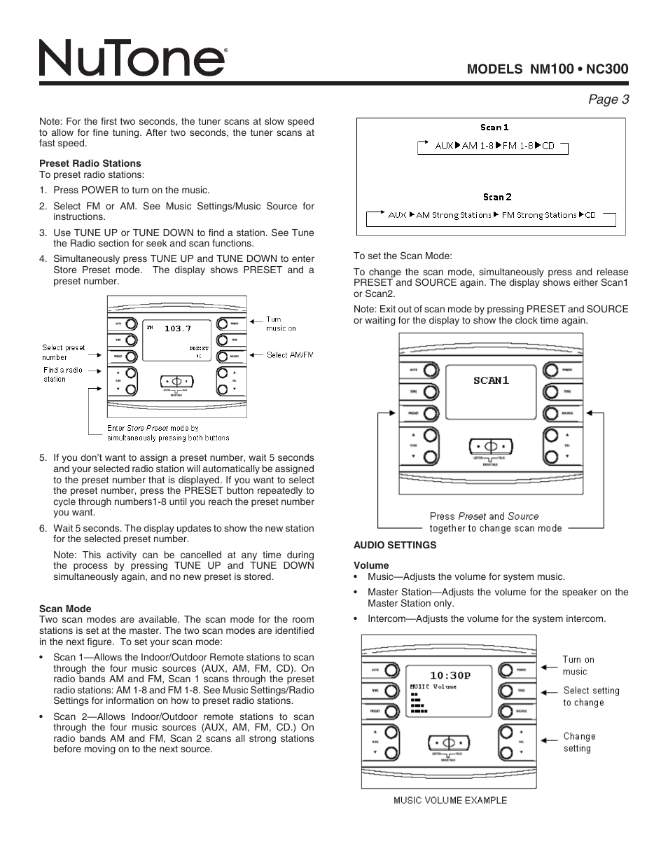 NuTone NC300 series User Manual | Page 3 / 8