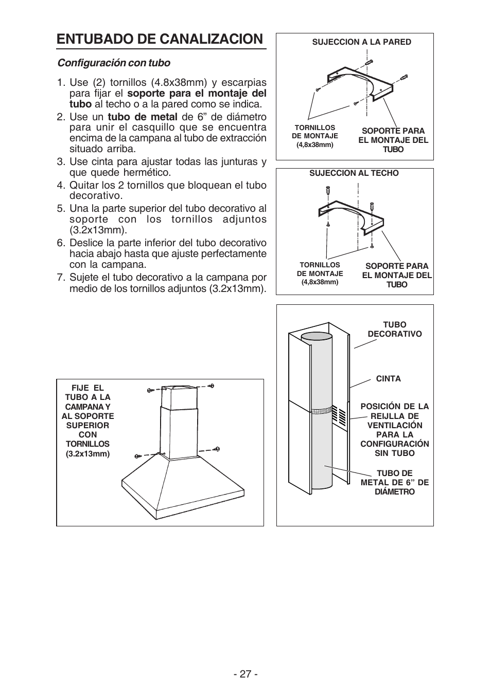 Entubado de canalizacion | NuTone NP61000 User Manual | Page 27 / 36