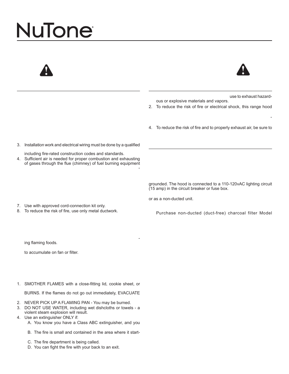 NuTone NS6500 Series User Manual | 12 pages