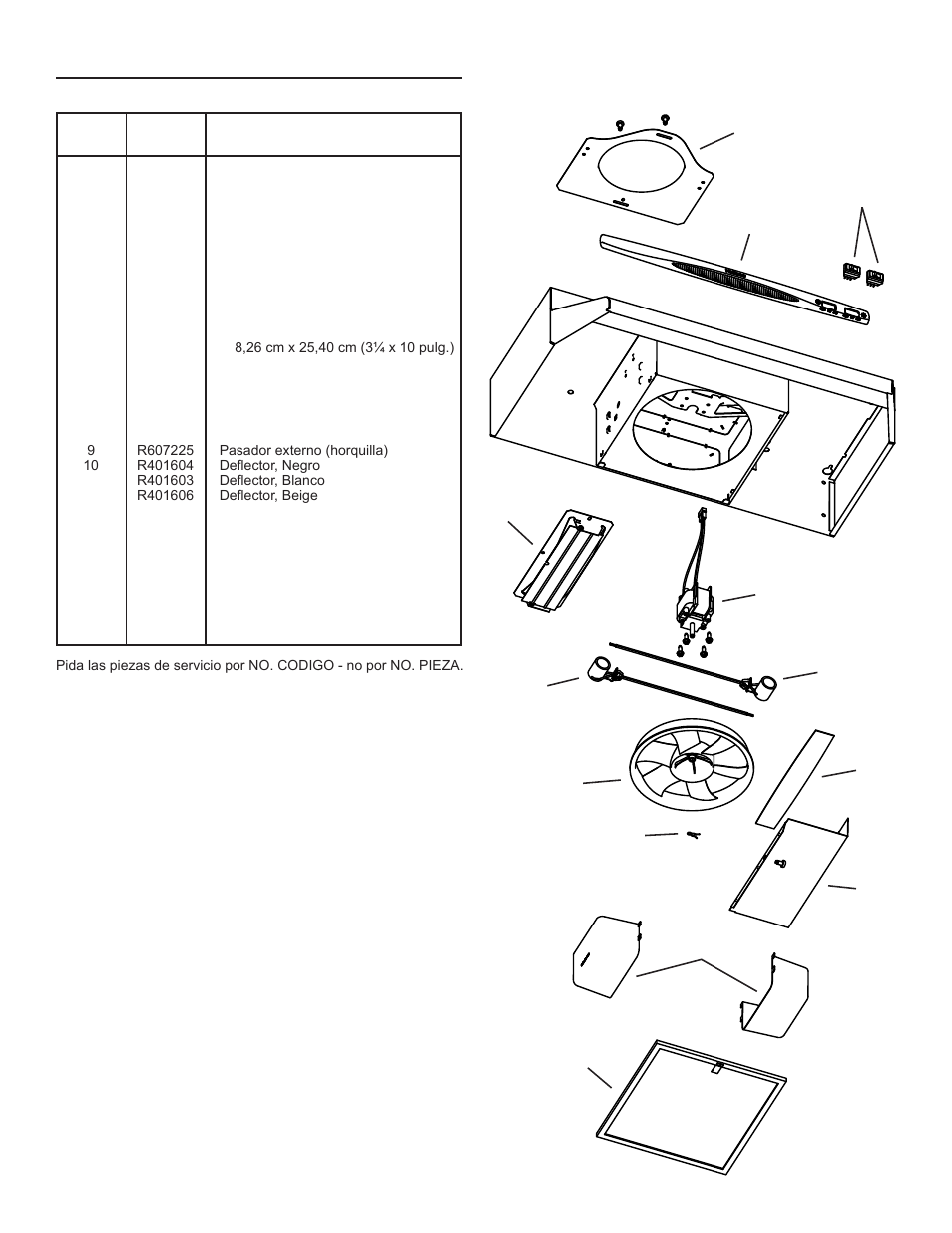 Piezas de servicio | NuTone NS6500 Series User Manual | Page 11 / 12
