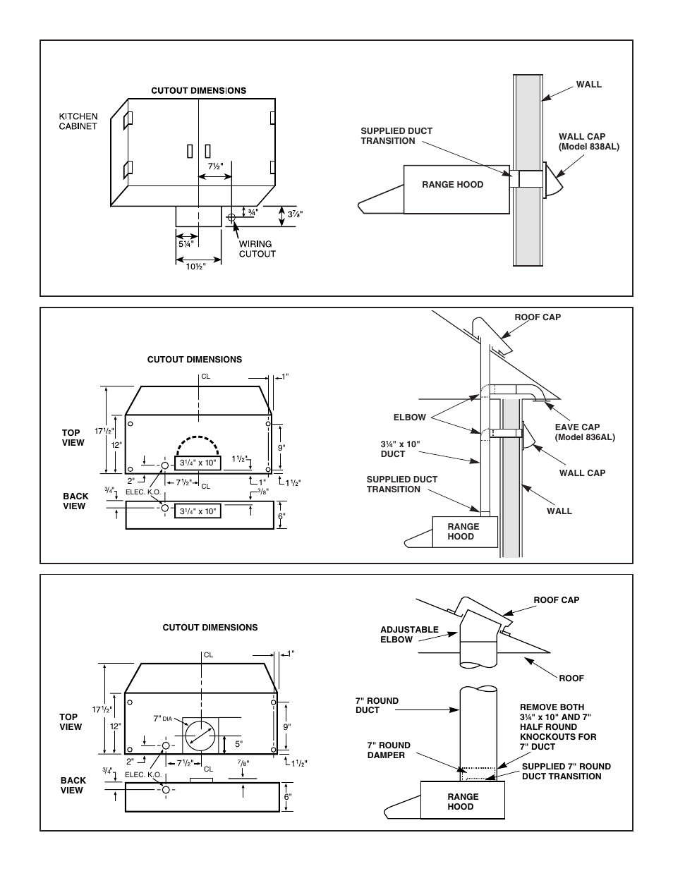 Horizontal discharge through wall | NuTone NS6500 Series User Manual | Page 2 / 12