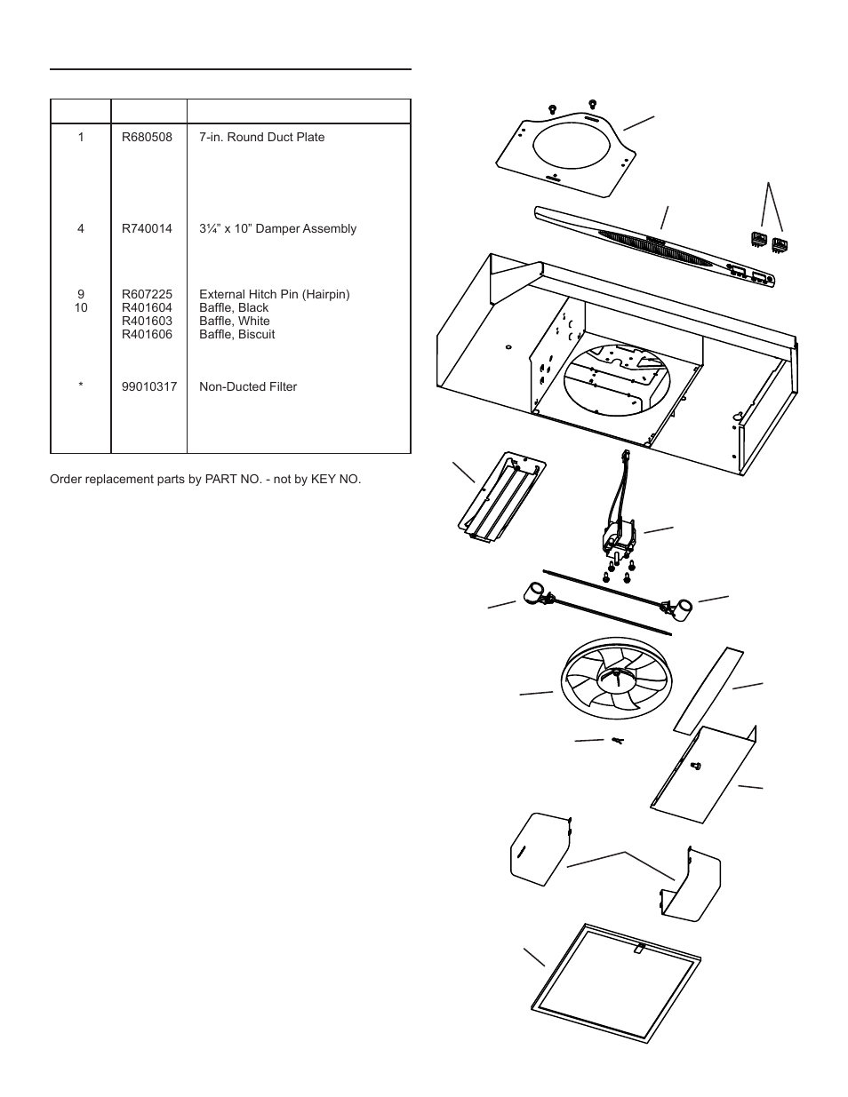 Service parts | NuTone NS6500 Series User Manual | Page 5 / 12