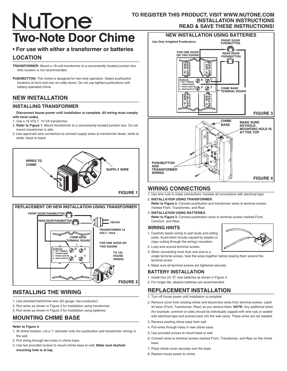 NuTone LA107WH User Manual | 4 pages