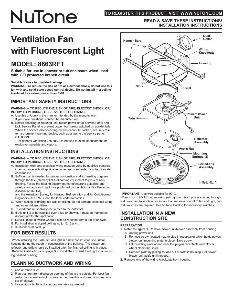NuTone 8663RFT User Manual | 12 pages