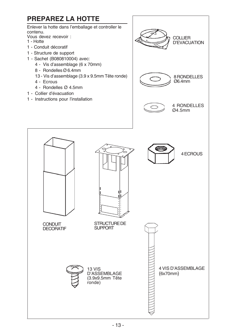 Preparez la hotte | NuTone NP63000 User Manual | Page 13 / 32