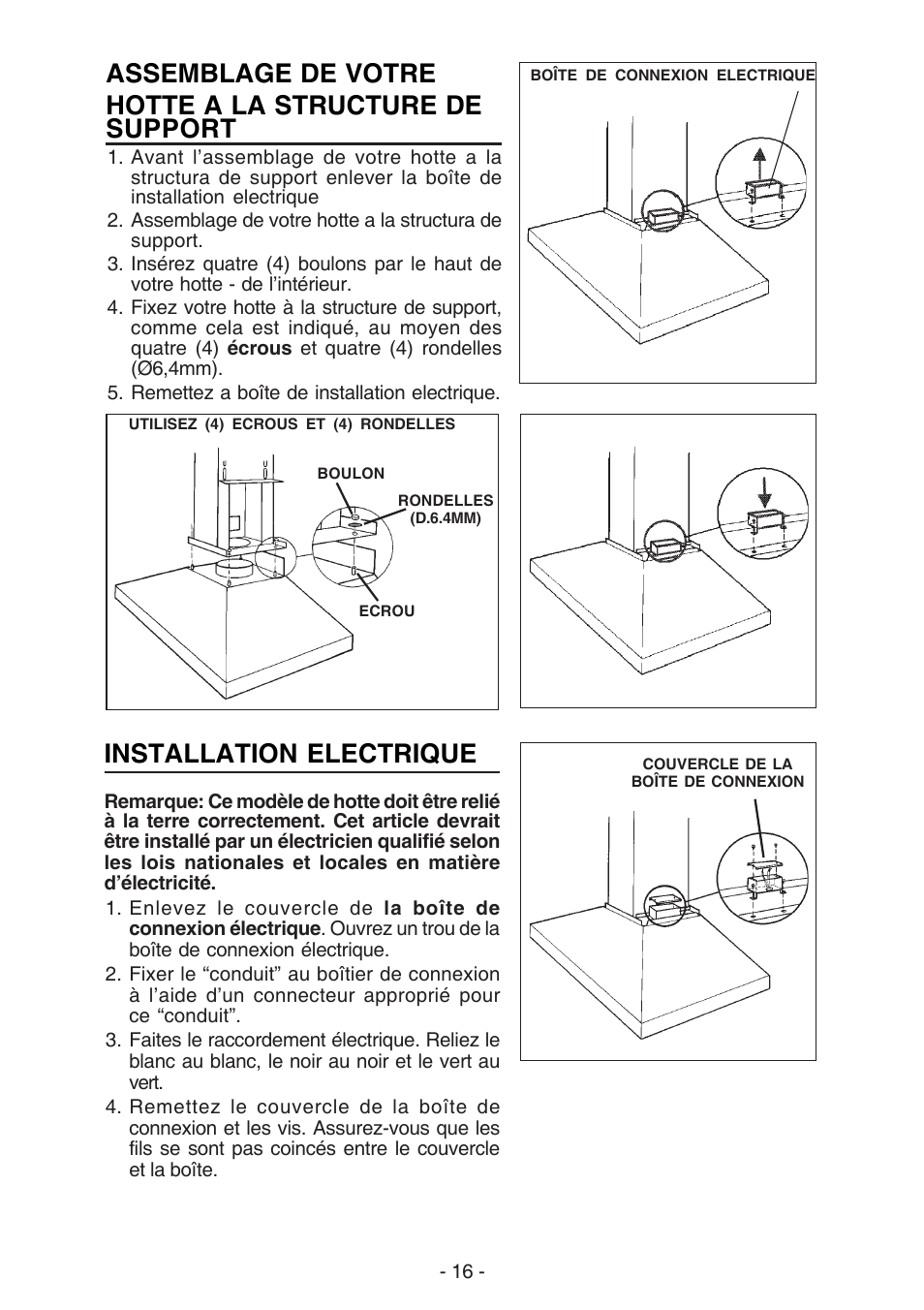 Installation electrique | NuTone NP63000 User Manual | Page 16 / 32