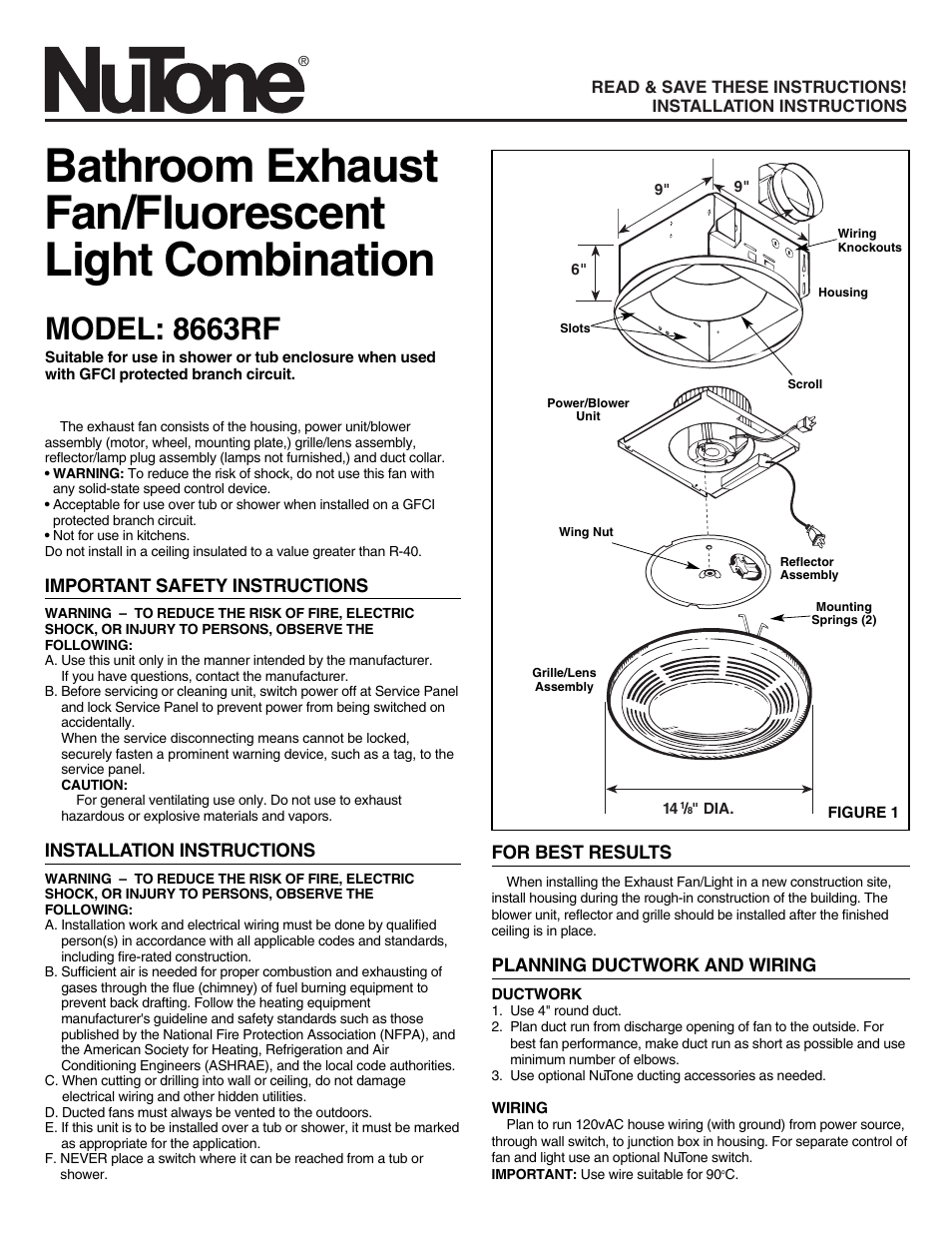 NuTone 8663RF User Manual | 5 pages