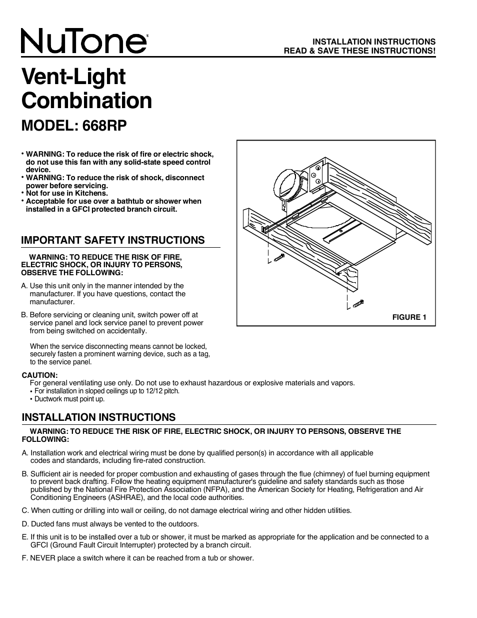 NuTone 668RP User Manual | 7 pages