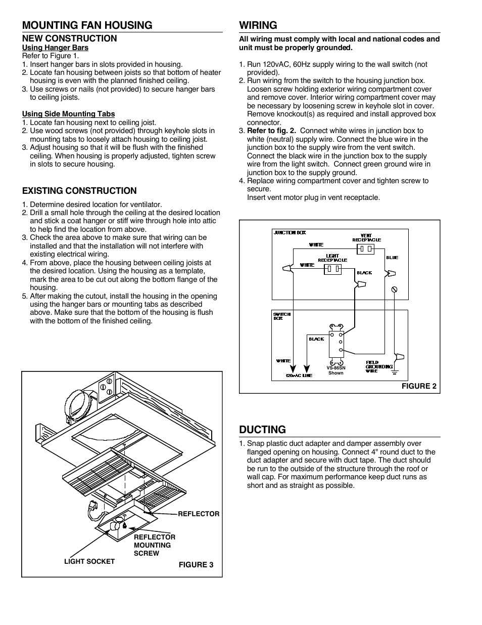 Mounting fan housing | NuTone 668RP User Manual | Page 2 / 7