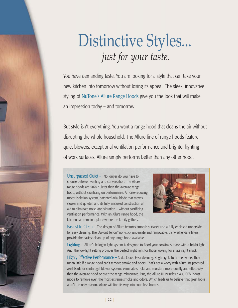 Distinctive styles, Just for your taste | NuTone Ballista 61000 User Manual | Page 23 / 40