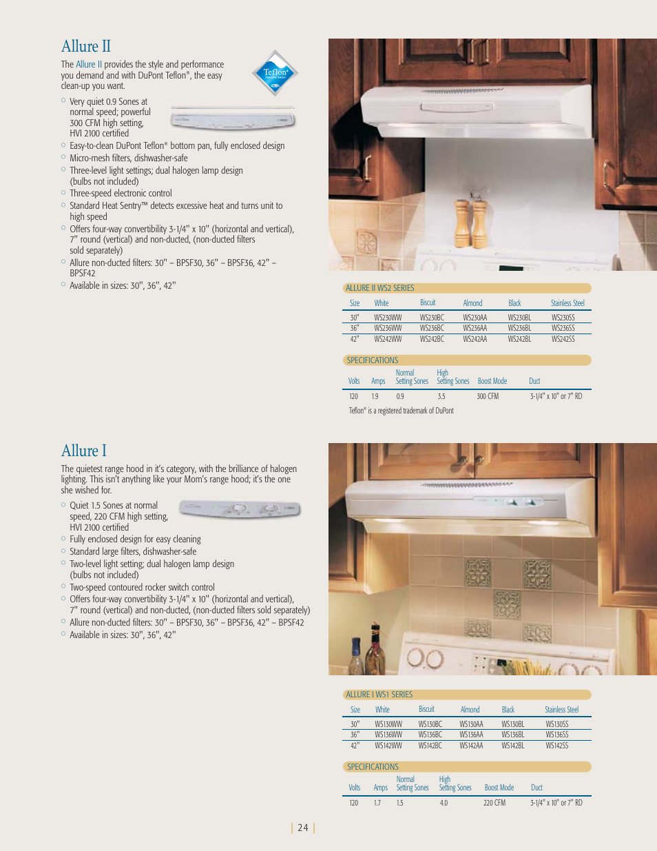 Allure ii, Allure i | NuTone Ballista 61000 User Manual | Page 25 / 40