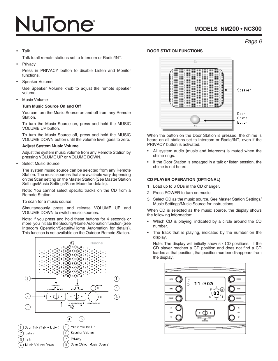 Models nm, Page | NuTone nm200 User Manual | Page 6 / 8