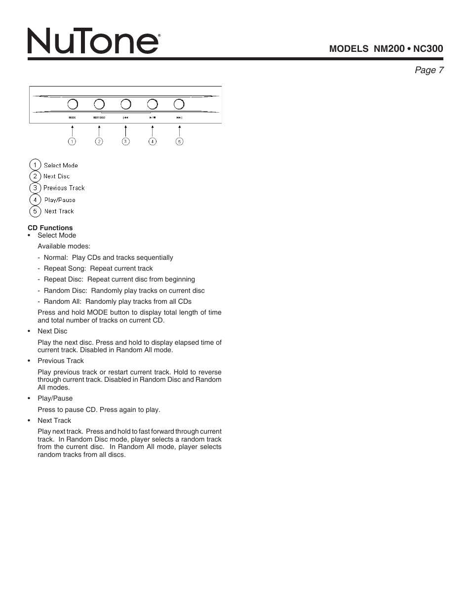 NuTone nm200 User Manual | Page 7 / 8