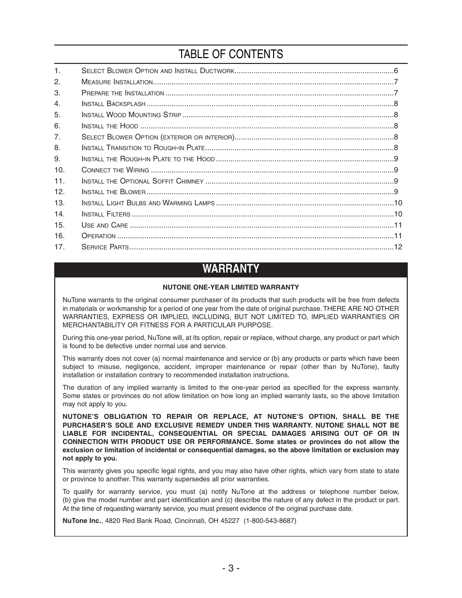 NuTone NP60000 User Manual | Page 3 / 12