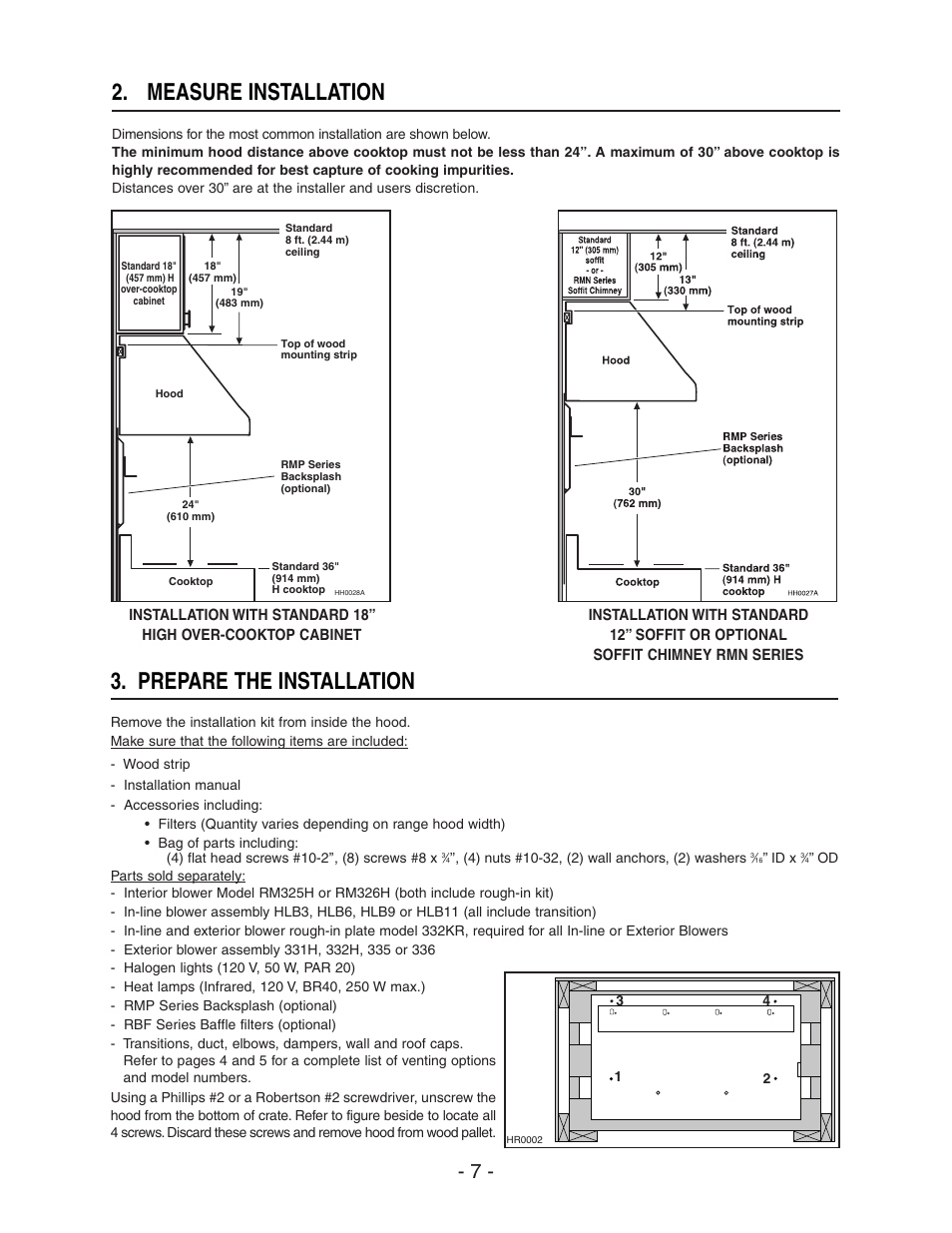Prepare the installation 2. measure installation | NuTone NP60000 User Manual | Page 7 / 12