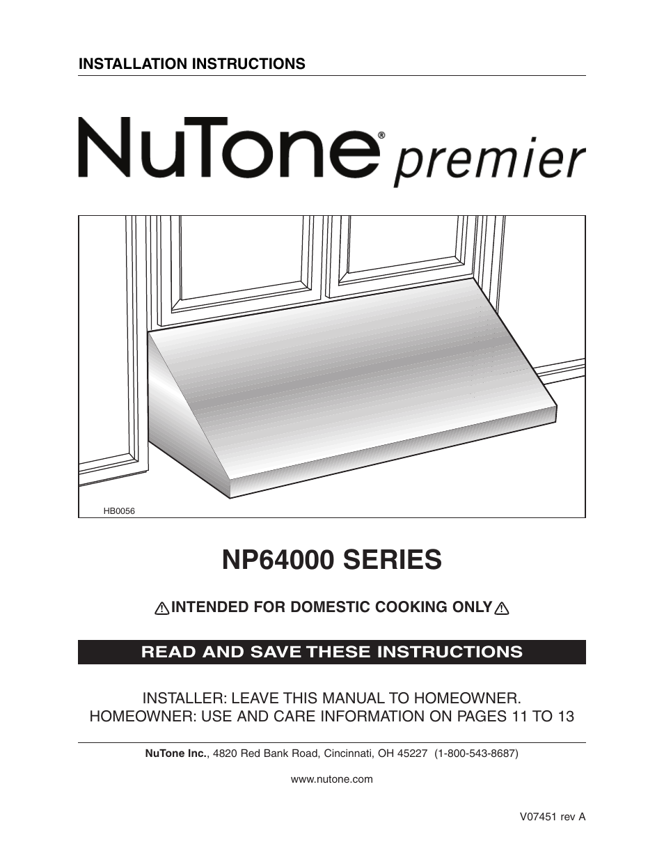 NuTone NP64000 User Manual | 16 pages